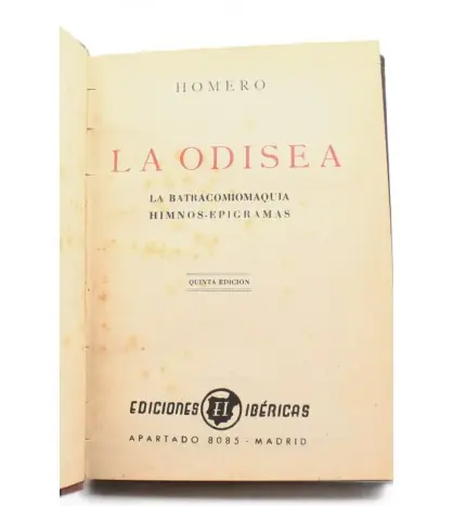 La Odisea. La batracomiomaquia. Himnos. Epigramas Venta Final
